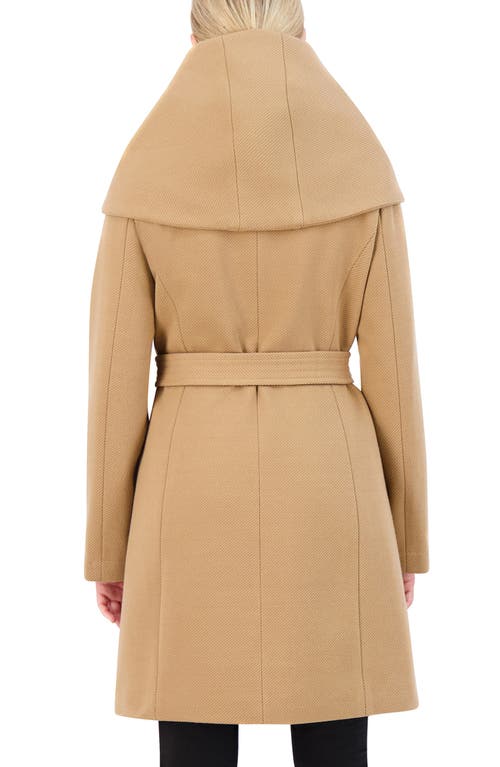 Cole Haan Twill Belted Coat In Brown