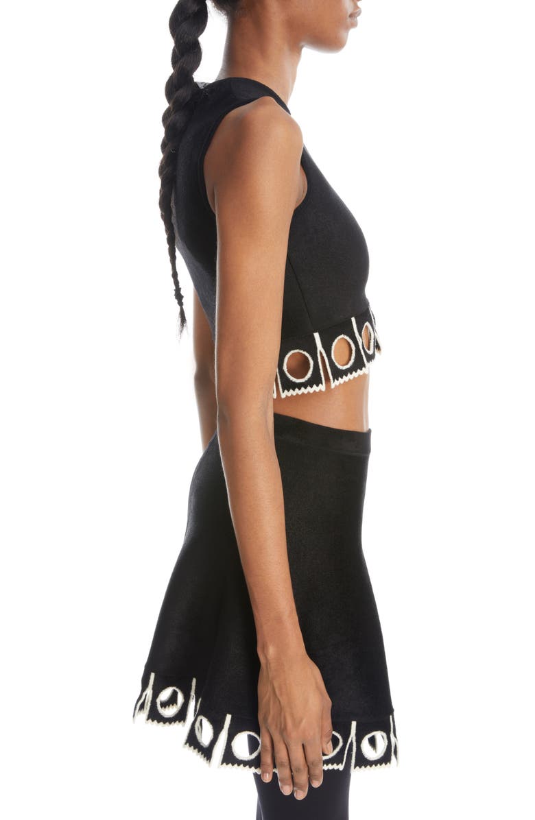 Alaïa Circle Trim Sleeveless Crop Sweater, Alternate, color, 