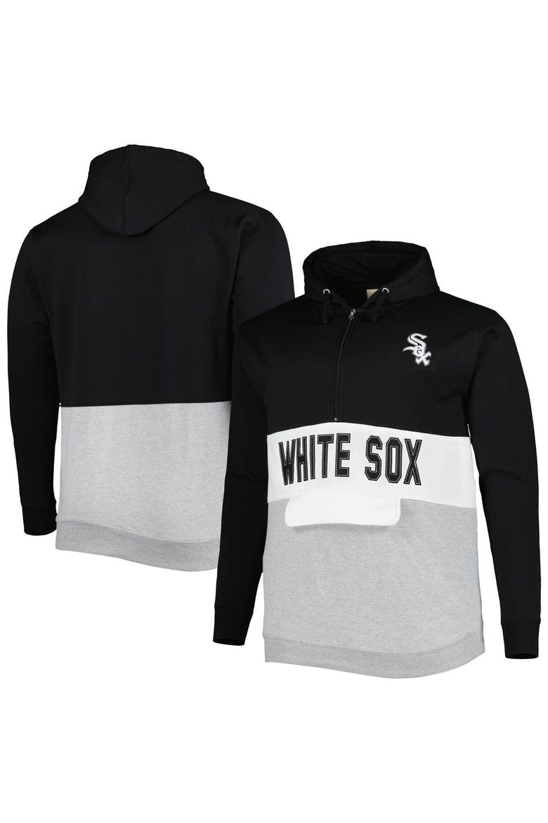 Men's Black/White Chicago White Sox Big & Tall Fleece Half-Zip Hoodie, Main, color, Black