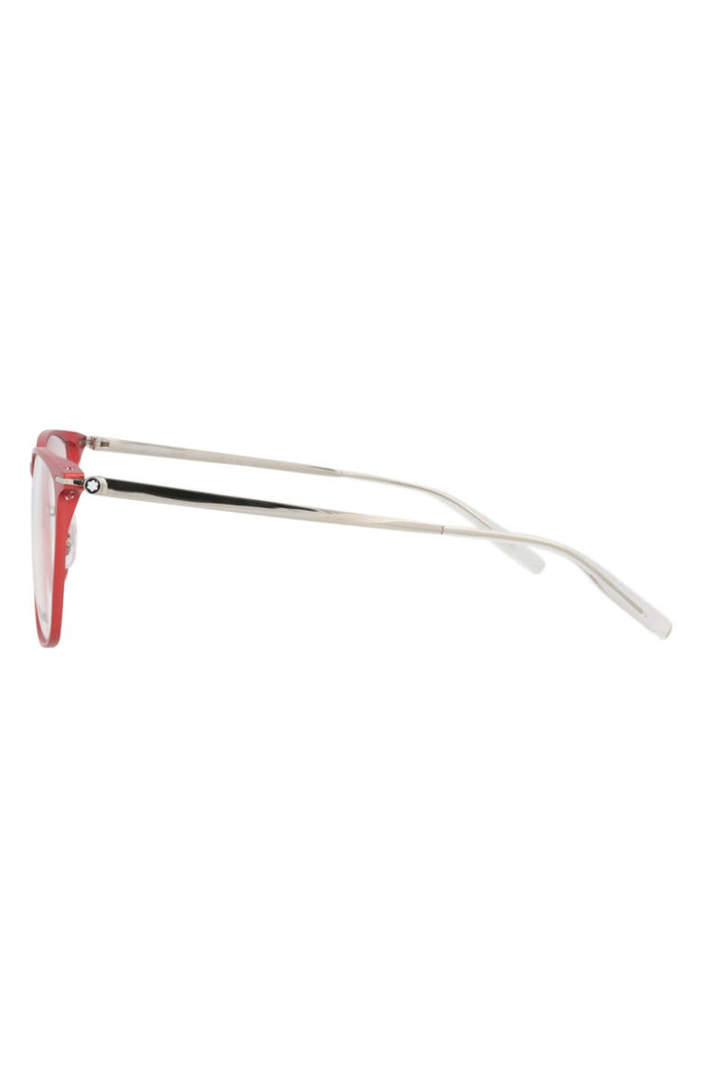 Montblanc 53mm Square Optical Glasses, Alternate, color, Red Silver Transparent