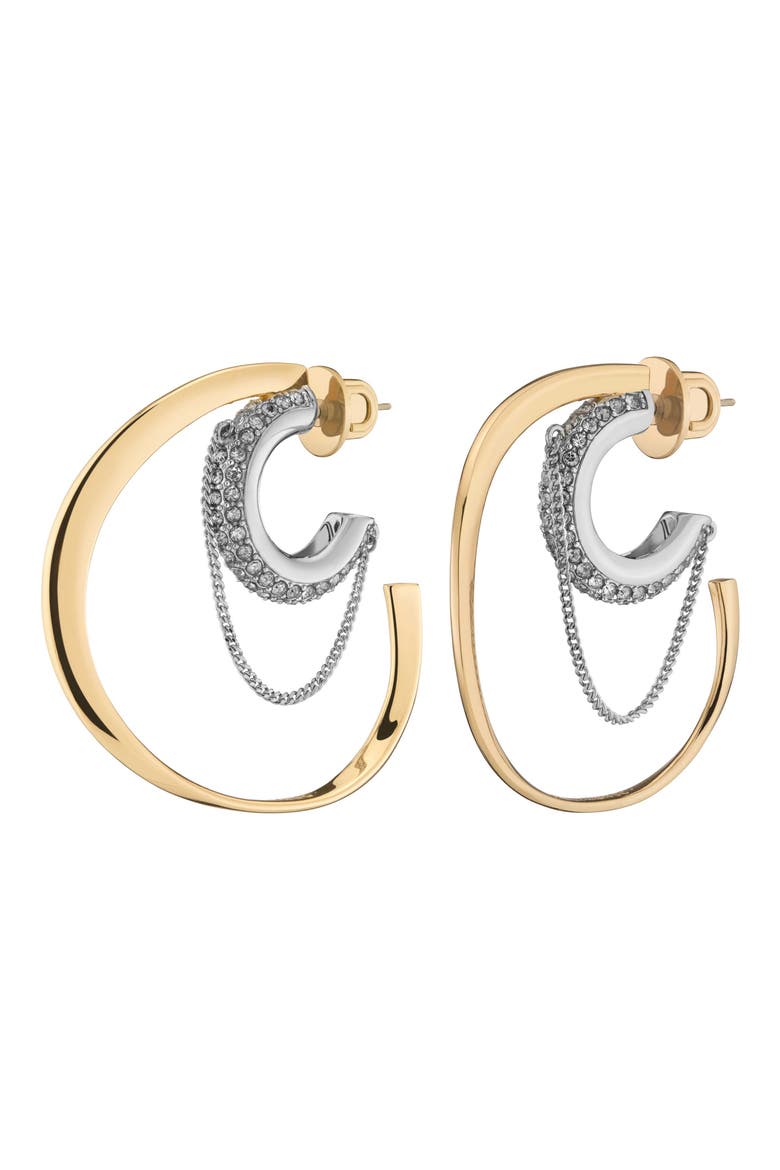 Callie Pavé Hoop Earrings, Main, color, GOLD/ PAVE