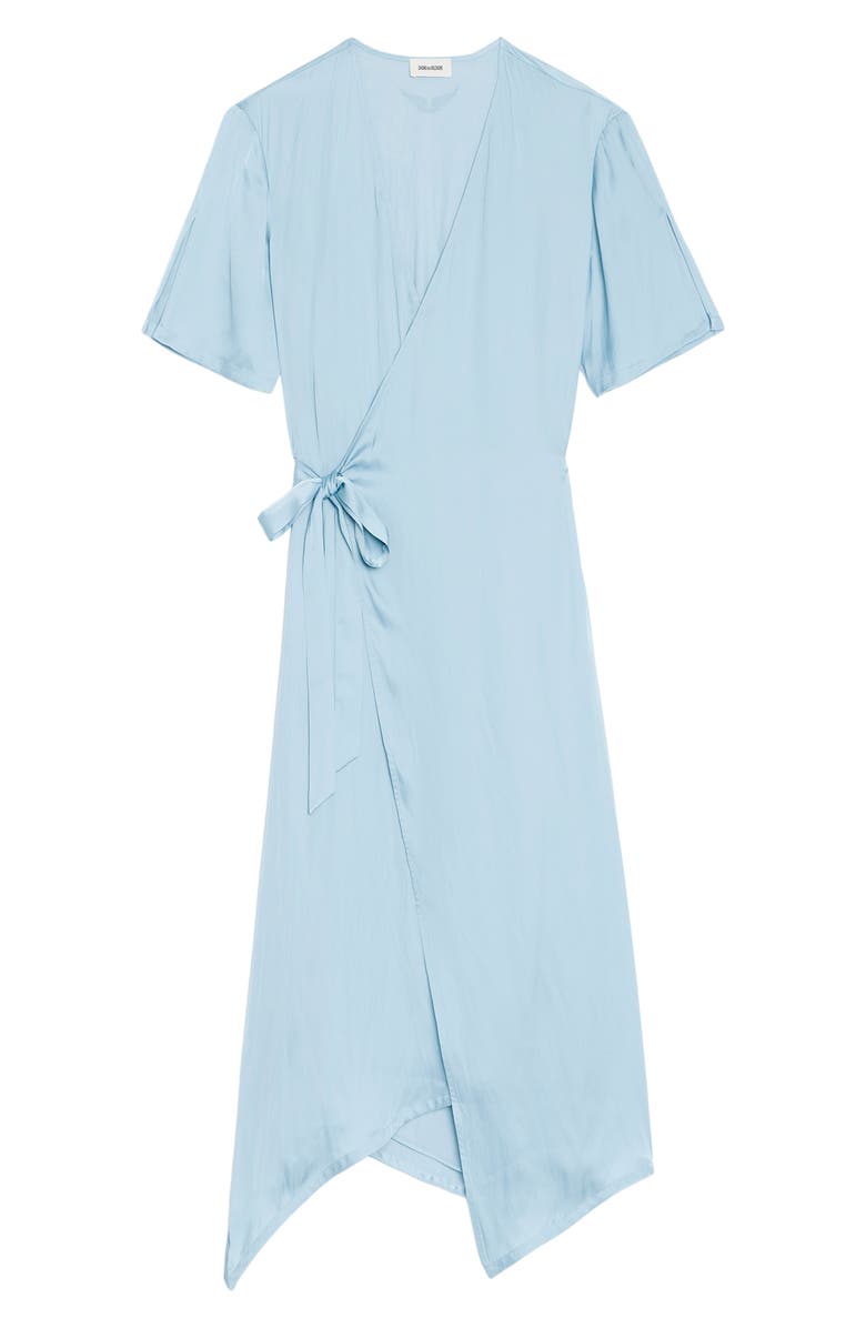 Zadig & Voltaire Reforme Satin Wrap Dress, Alternate, color, Sky