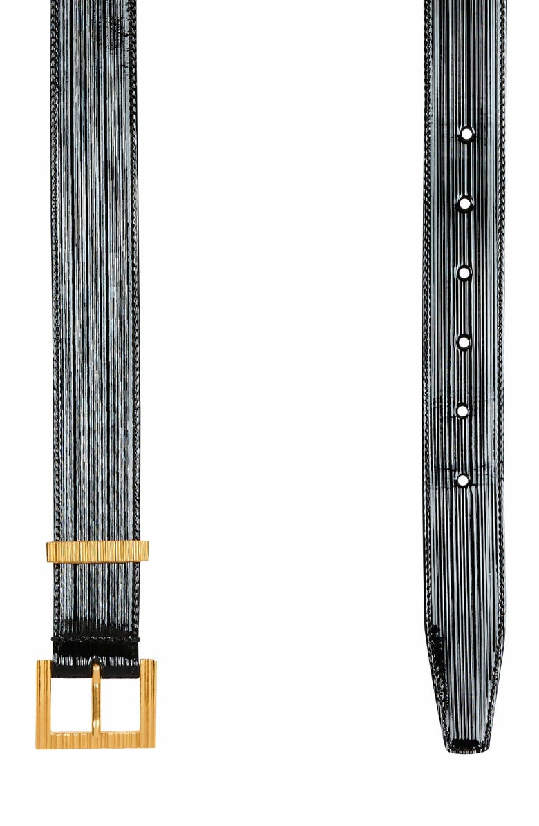 Balmain Perfume Belt In Striped Patent Leather, Alternate, color, Black
