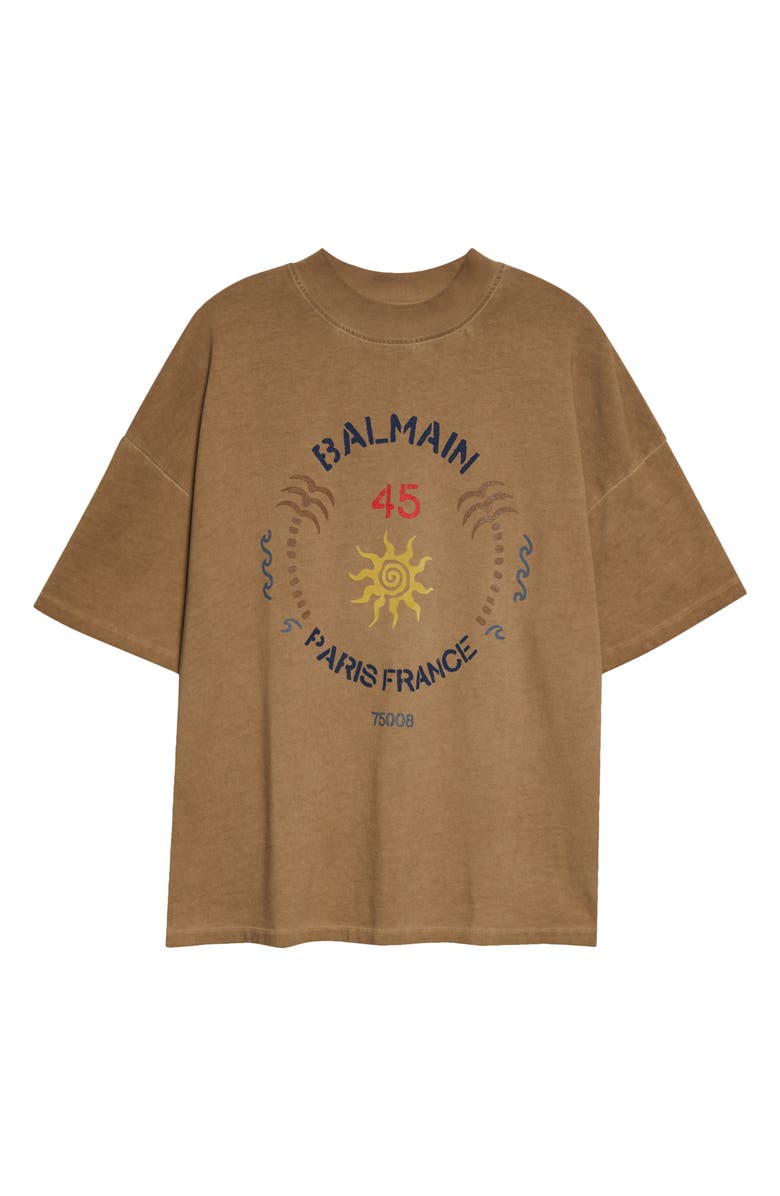 Balmain Club 45 Graphic T-Shirt, Main, color, Gxz Beige/ Bleu Clair