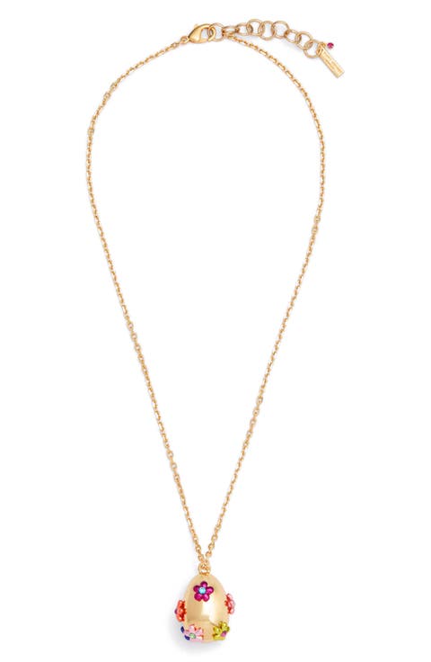 Floral Egg Pendant Neckalce