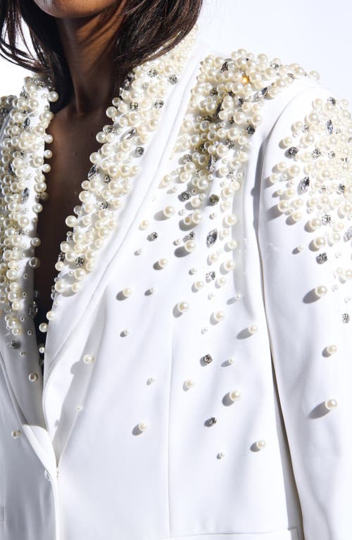 Azalea Wang Pearlized Embellished Blazer In White