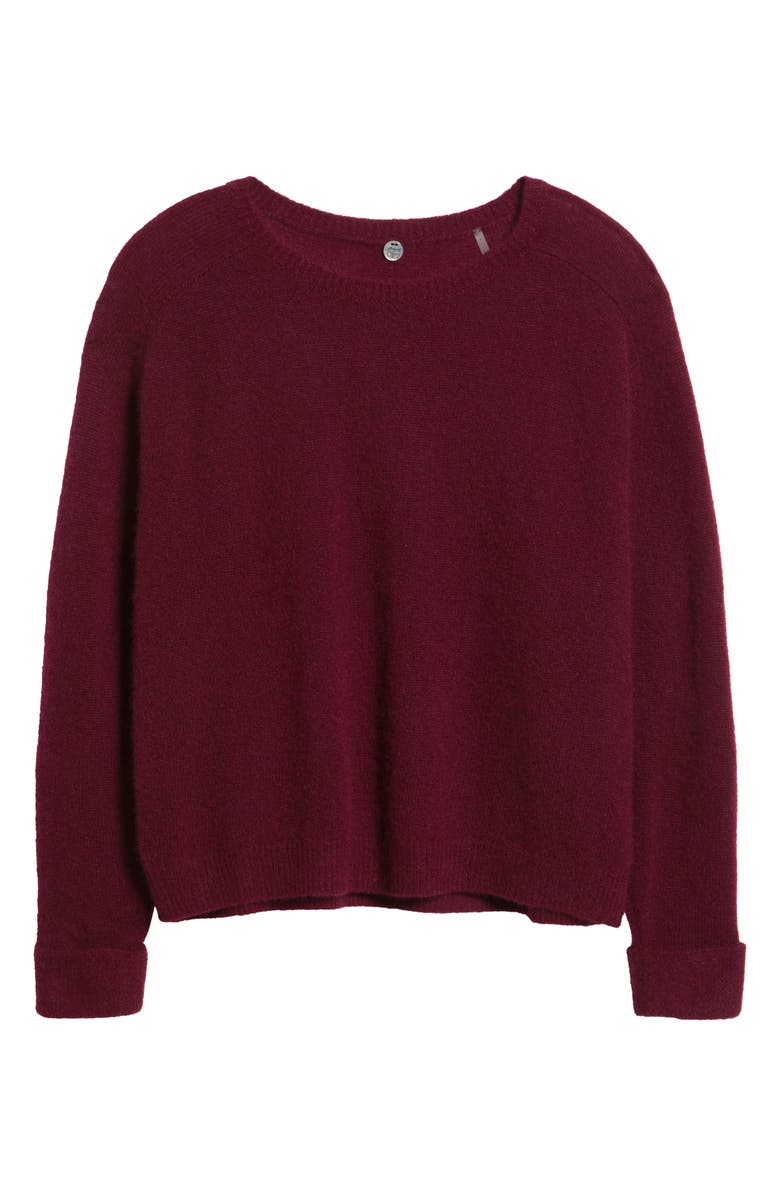 MARGARET O'LEARY Crewneck Rolled Cuff Cashmere & Silk Sweater, Alternate, color, Port