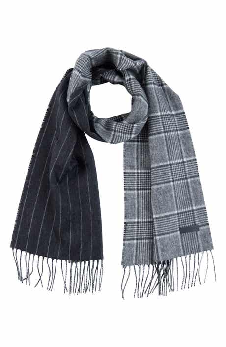 Bruno Magli Silk & Cashmere Double Face Plaid Print Scarf