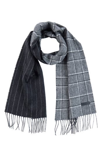 Bruno Magli Silk & Cashmere Double Face Plaid Print Scarf In Multi