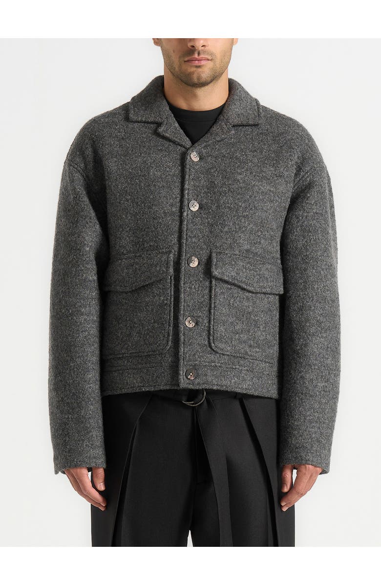 Manière De Voir Aurel Wool Jacket With Revere Collar, Alternate, color, Grey