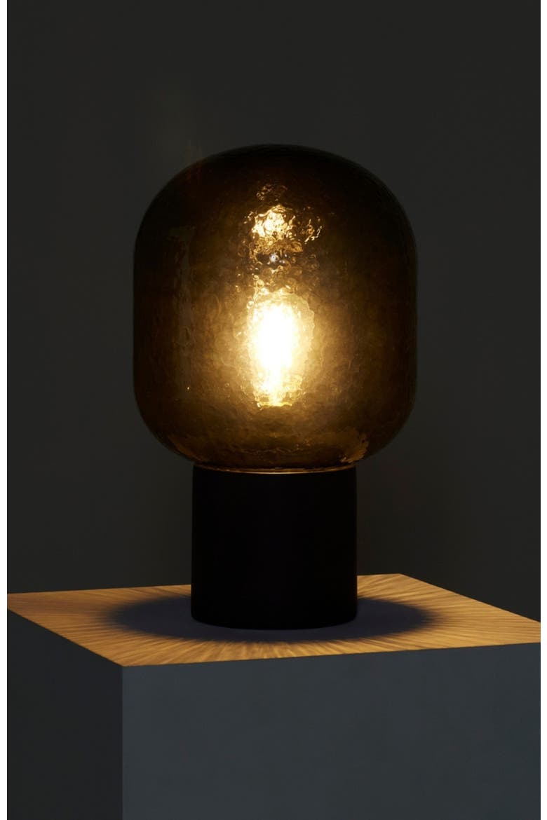Bruce 16" LED Table Lamp with Cement Base and Textured Glass Dome, Alternate, color, Classic Black