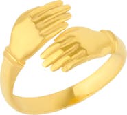 Spero London New Hug Ring With Hands Sterling Silver and Gold Plated