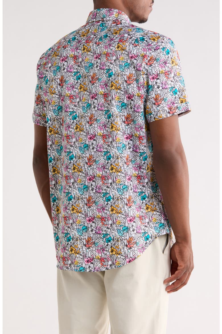 Benloch Short Sleeve Cotton Button-Up Shirt, Alternate, color, WHITE MULTI