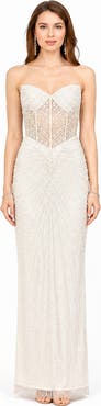 LARA New York Beaded Faux-Wrap V-Neck Bridal Gown