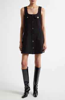 Ganni Snap Front Bonded Crepe Minidress