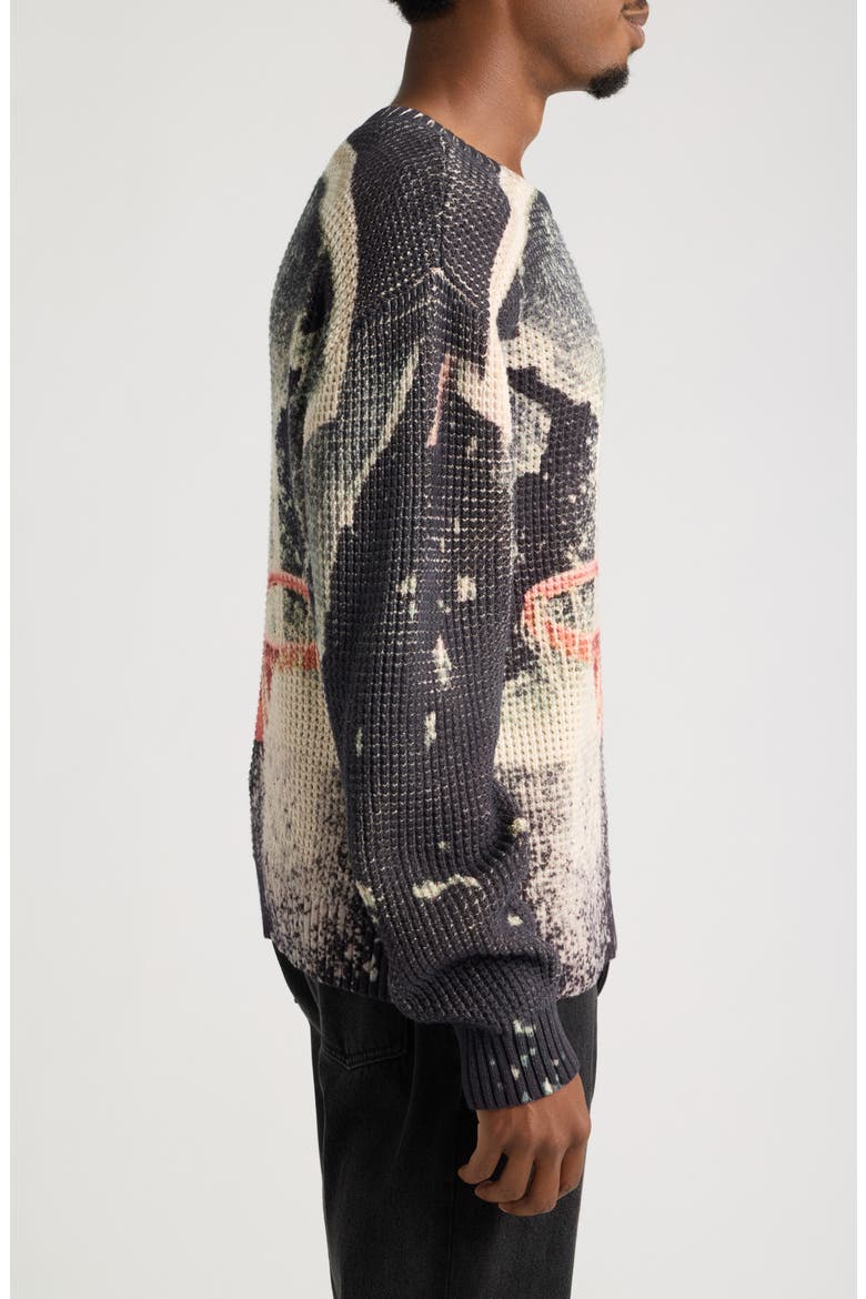 Break the Backboard Waffle Knit Sweater, Alternate, color, BLACK MULTI