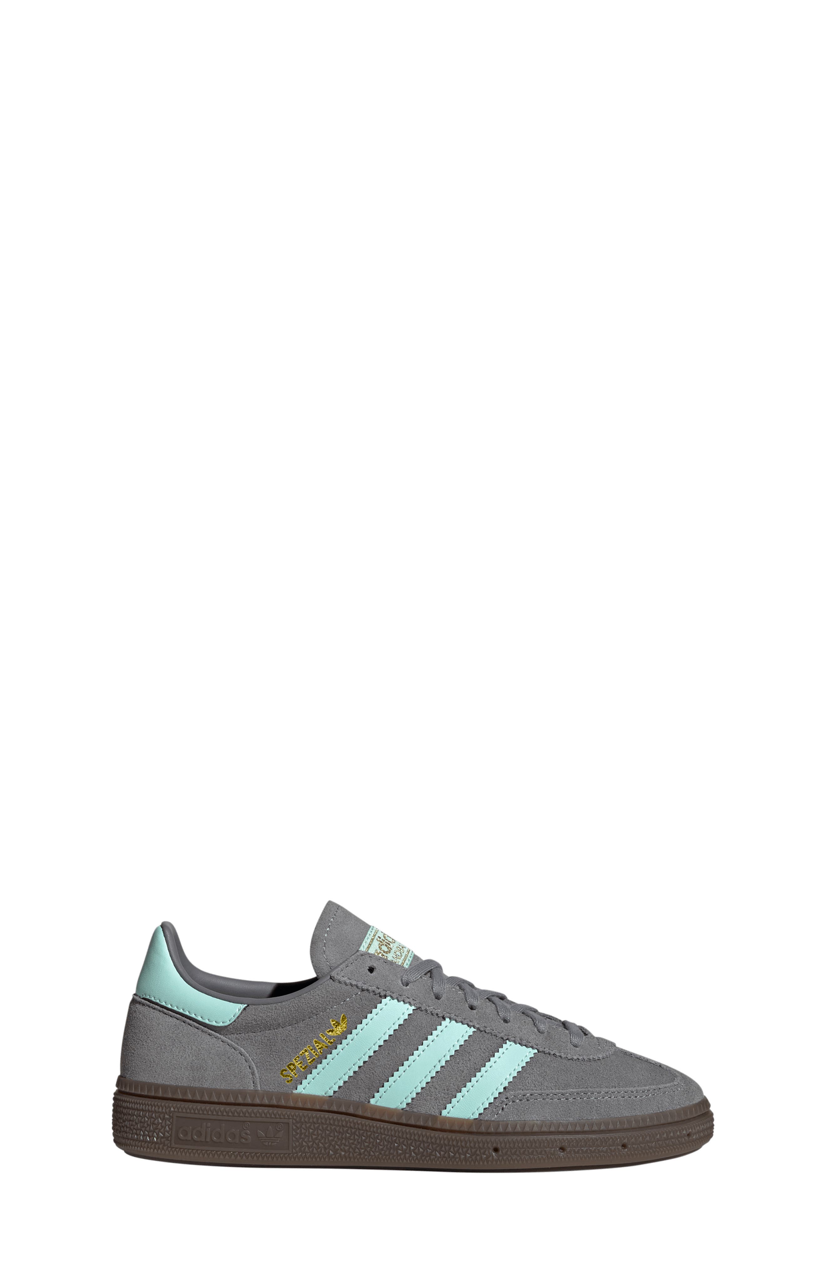 adidas Kids' Handball Spezial Sneaker, Alternate, color, Grey/ Clear Mint/ Gum