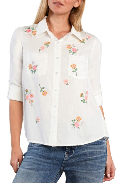 Sunset Floral Embroidered Shirt