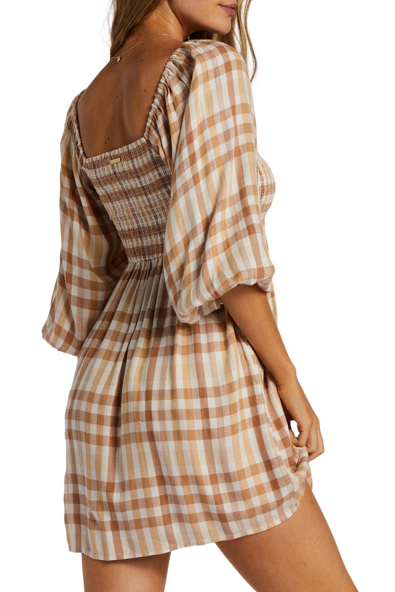 Paradise Days Smocked Minidress, Alternate, color, TRUFFLE