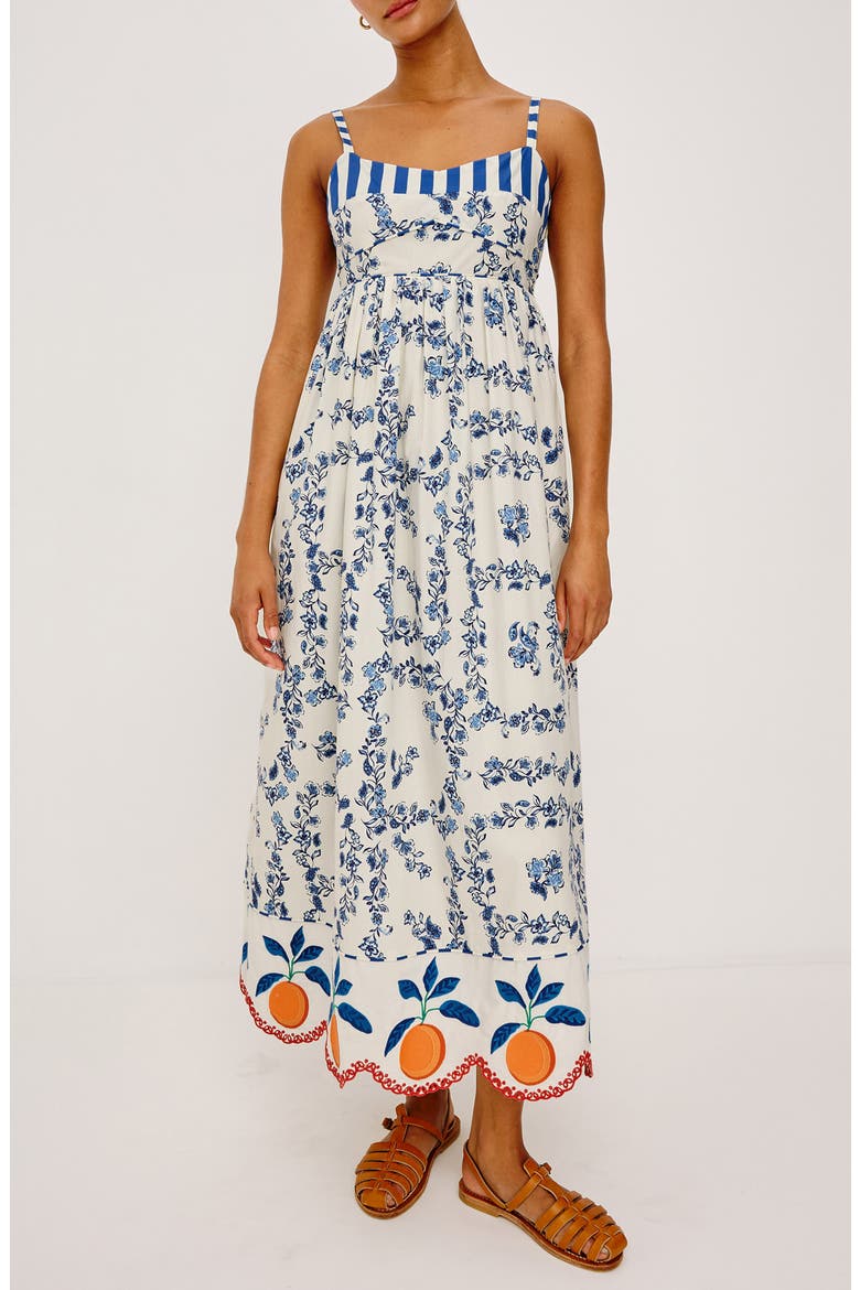 Lexie Floral Border Print Cotton Dress, Main, color, CERAMIC FLORAL