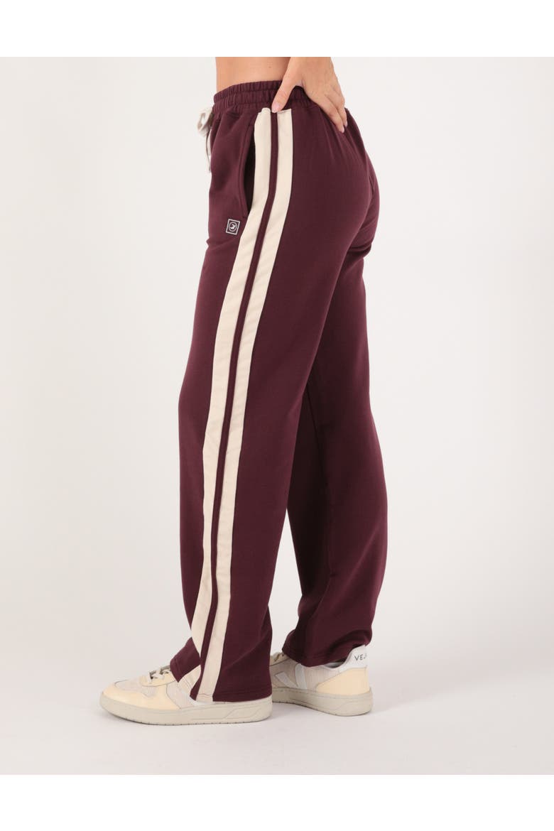 Retro Straightleg Sweatpant, Alternate, color, Crimson Velvet/Oatmilk Stripes