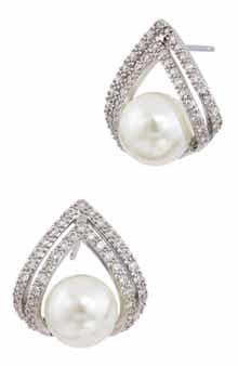 SAVVY CIE JEWELS Cubic Zirconia & Faux Pearl Stud Earrings