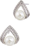 SAVVY CIE JEWELS Cubic Zirconia & Faux Pearl Stud Earrings