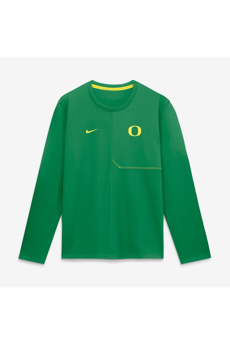 Men's Nike Green Oregon Ducks 2026 Sideline Coaches UV Dri-FIT Long Sleeve Shirt, Main, color, Green