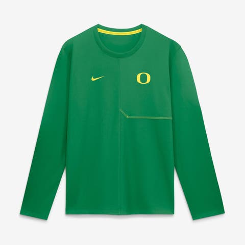 Men's Nike Green Oregon Ducks 2026 Sideline Coaches UV Dri-FIT Long Sleeve Shirt