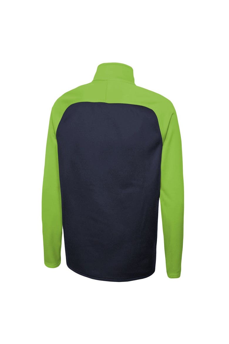 Men's New Era Navy Seattle Seahawks Combine Authentic O-Line Raglan Half-Zip Jacket, Alternate, color, Navy