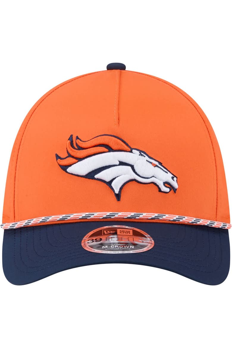 Men's  Orange/Navy Denver Broncos Rope M-Crown A-Frame 39THIRTY Flex Hat, Alternate, color, Orange