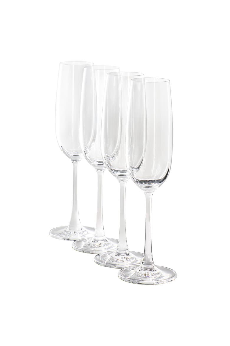 4 Piece 7.3 Ounce Flute Glass Set in Clear, Alternate, color, None