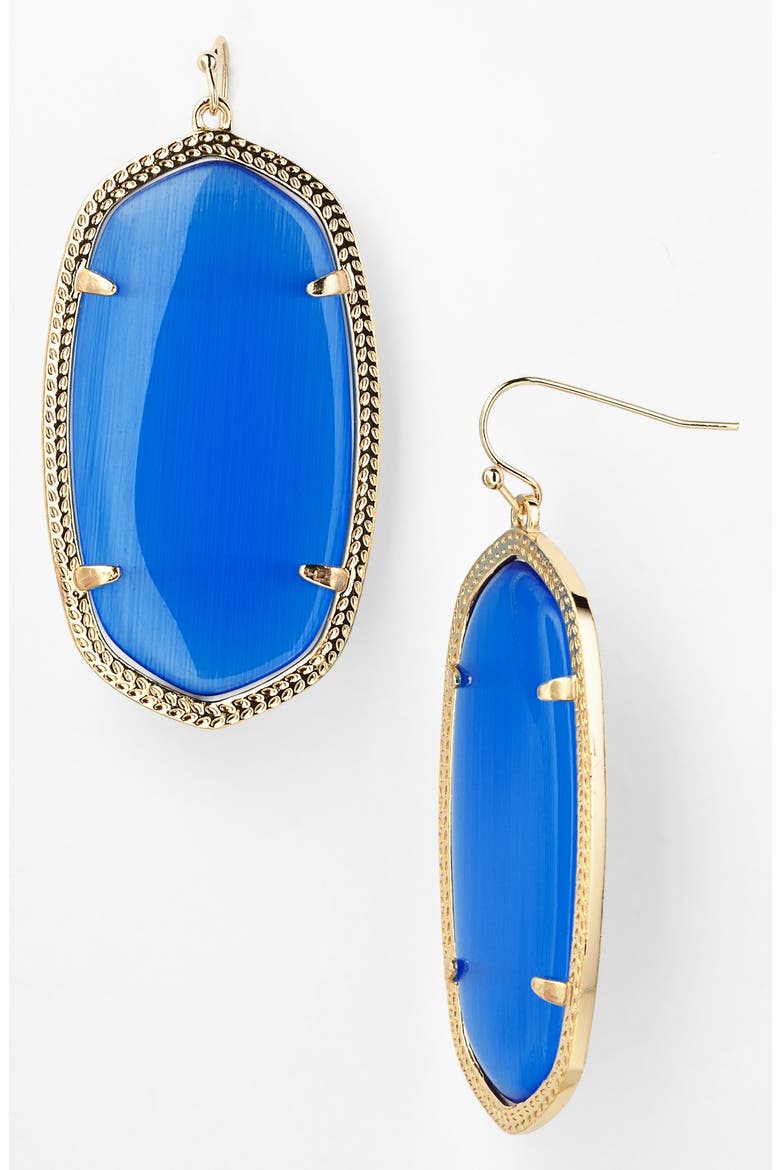 Danielle - Large Oval Statement Earrings, Main, color, BRIGHT BLUE CATSEYE/ GOLD