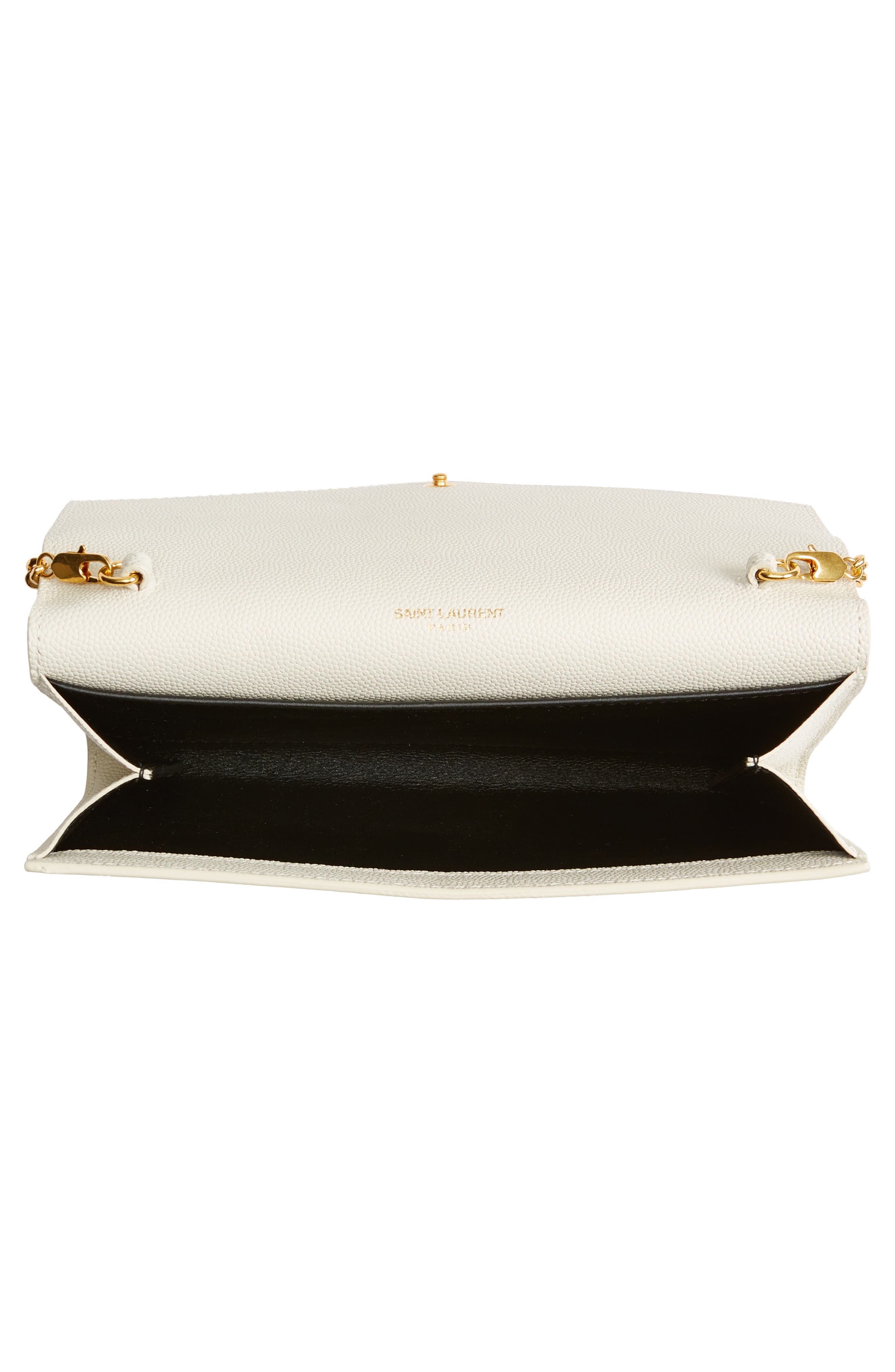 Uptown Pebbled Calfskin Leather Wallet on a Chain, Alternate, color, BLANC VINTAGE