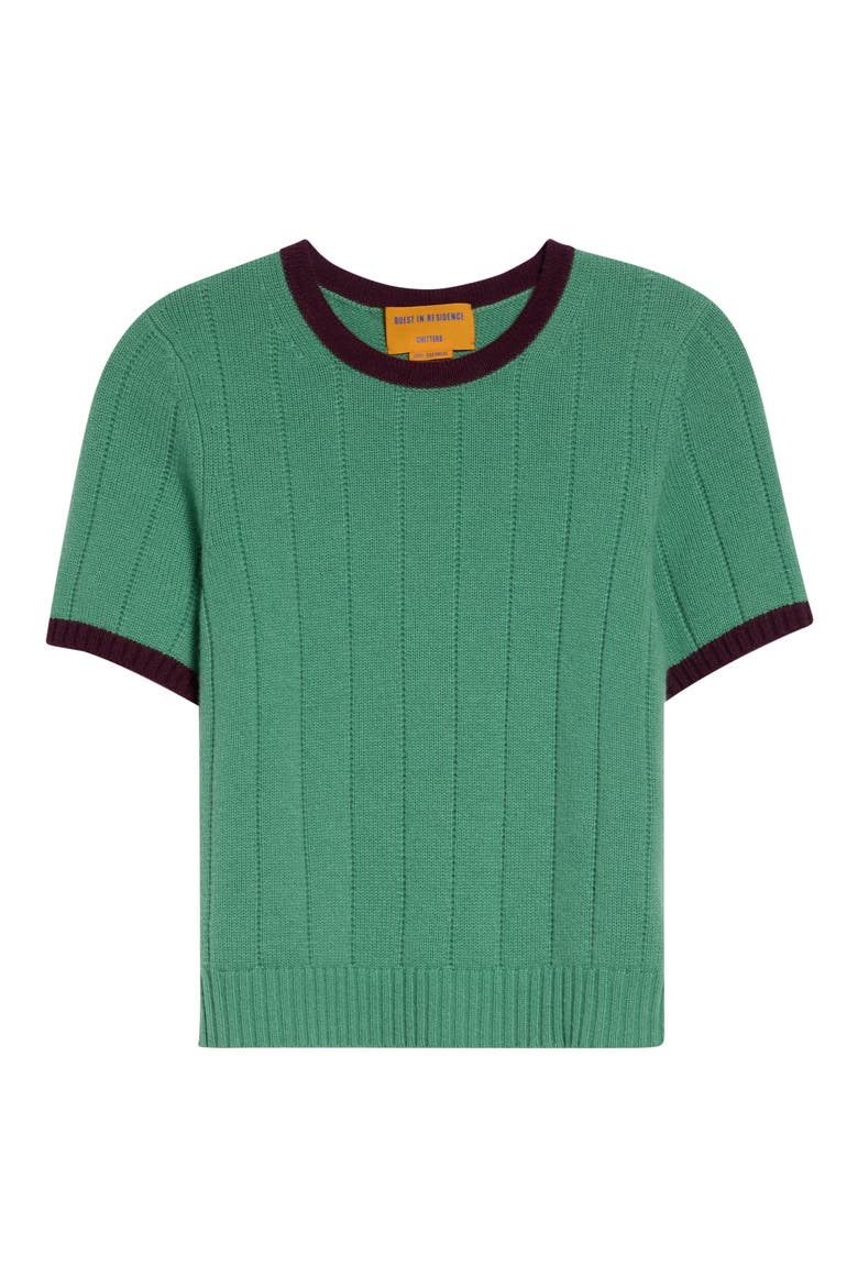 Ribbed Cashmere Ringer Tee, Alternate, color, HIGHLAND/ FIG
