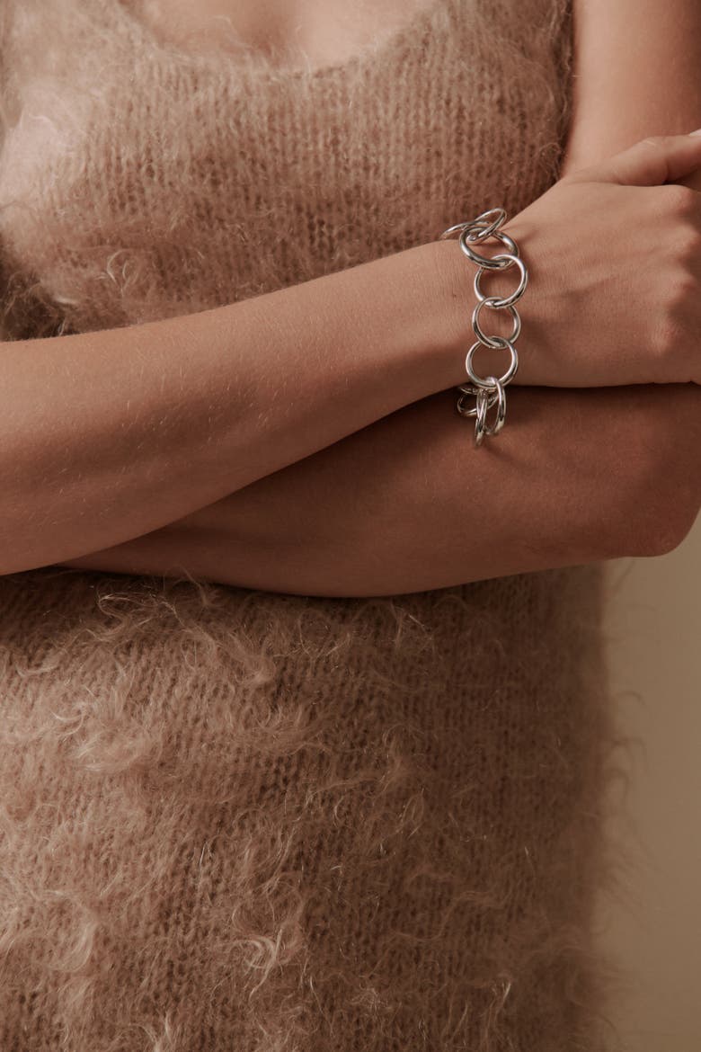 Indy Circle Link Bracelet, Alternate, color, Recycled Sterling Silver