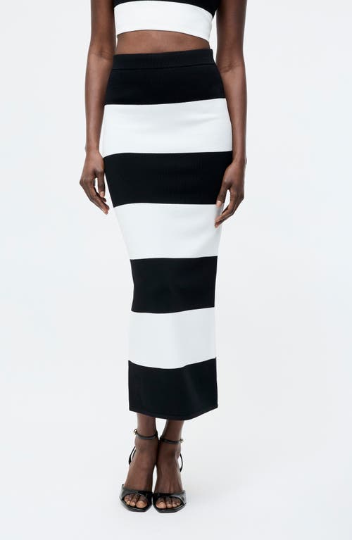 French Connection Stripe Knit Skirt In Black