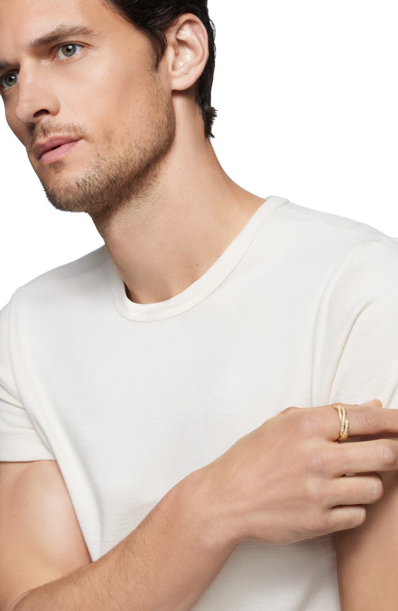 David Yurman Men's Twisted Cable Band Ring in 18K Yellow Gold with Pavé Diamonds, Alternate, color,