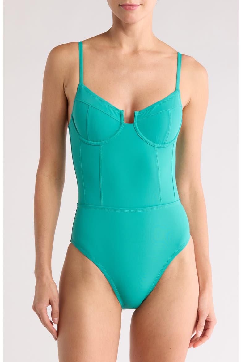 Veronica Underwire One-Piece Swimsuit, Main, color, TEAL