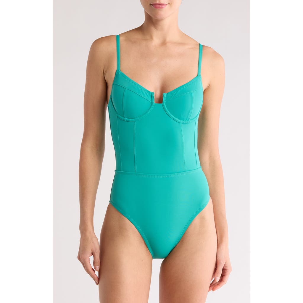 Solid & Striped The Veronica One Piece Swimsuit In Teal