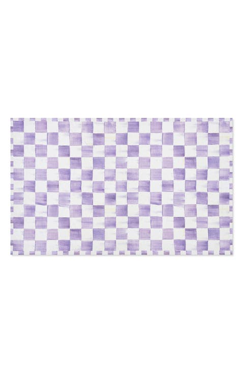 Violet Checkerboard Machine Washable Rug