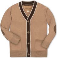 Hope & Henry Boys' Organic Tipped Cardigan with Elbow Patches, Kids