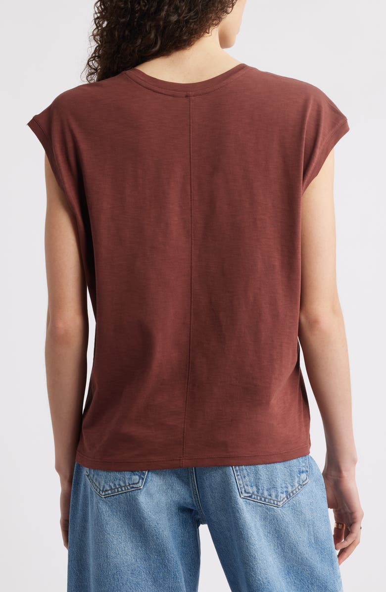 Nordstrom Sleeveless V-Neck Cotton T-Shirt, Alternate, color, Brown Raisin