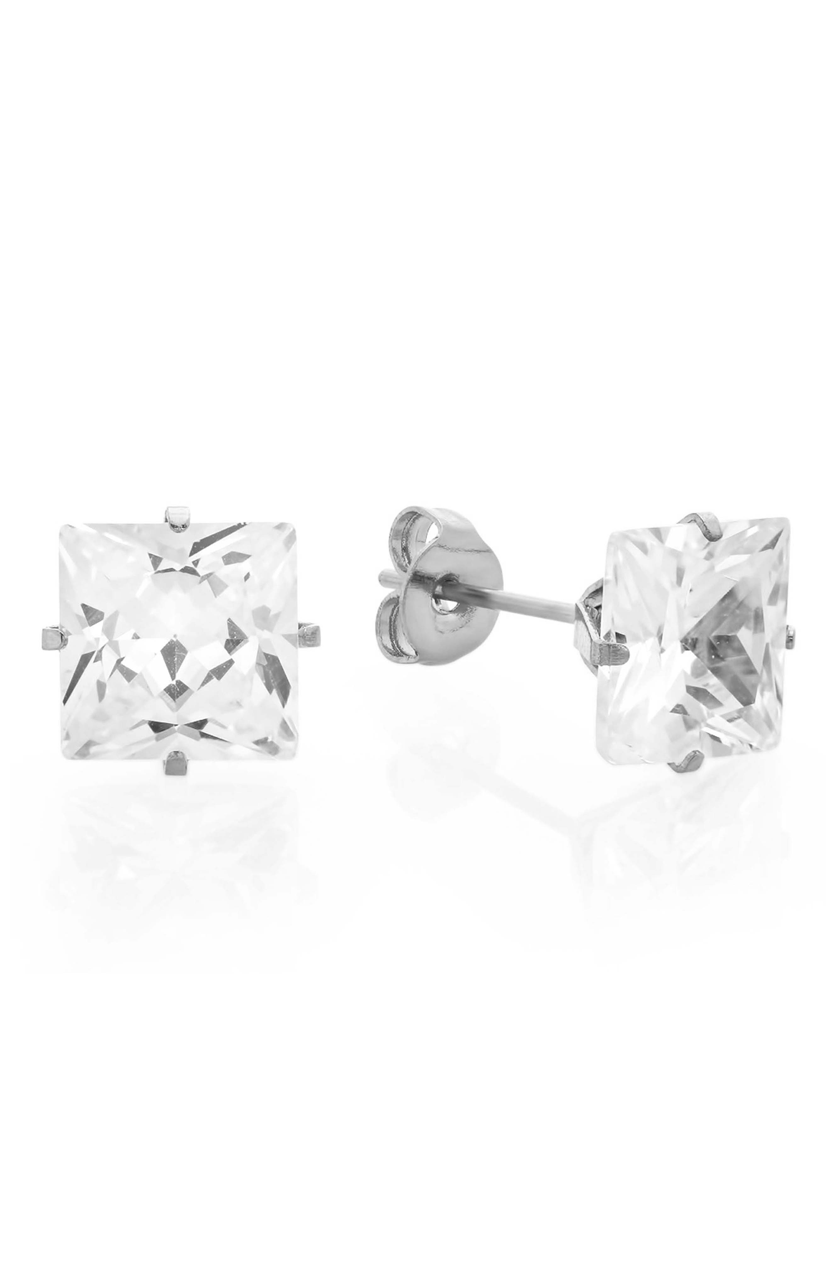 Square Crystal Stud Earrings