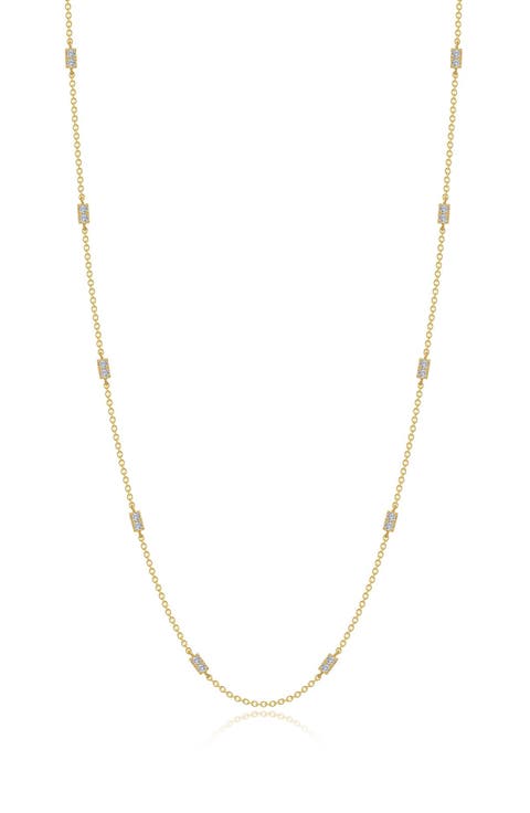 Simulated Diamond Station Necklace