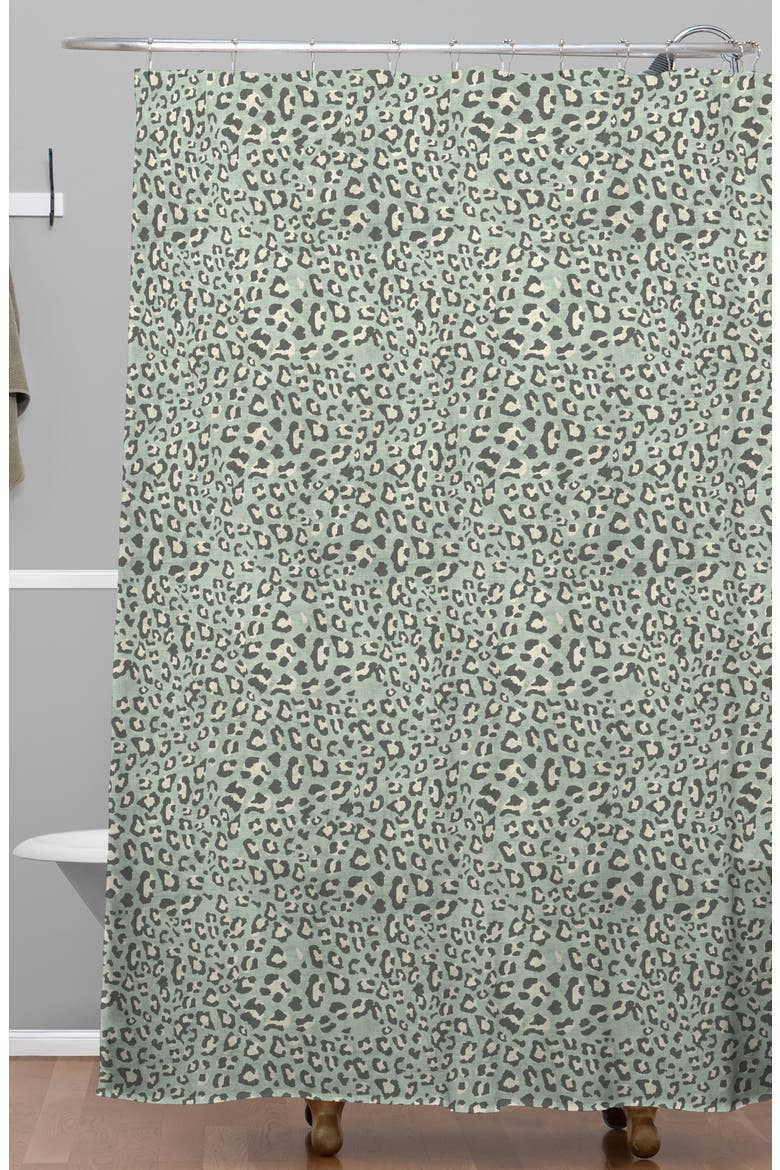 Dec Leo Shower Curtain, Alternate, color, GREEN/ BLACK