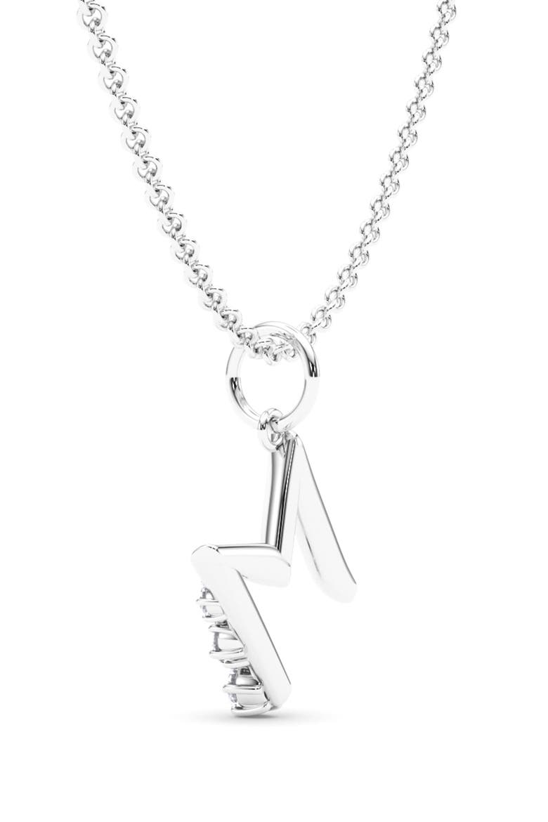 Graduated Lab Created Diamond Initial Letter Pendant Necklace, Alternate, color, M - 18K WHITE GOLD