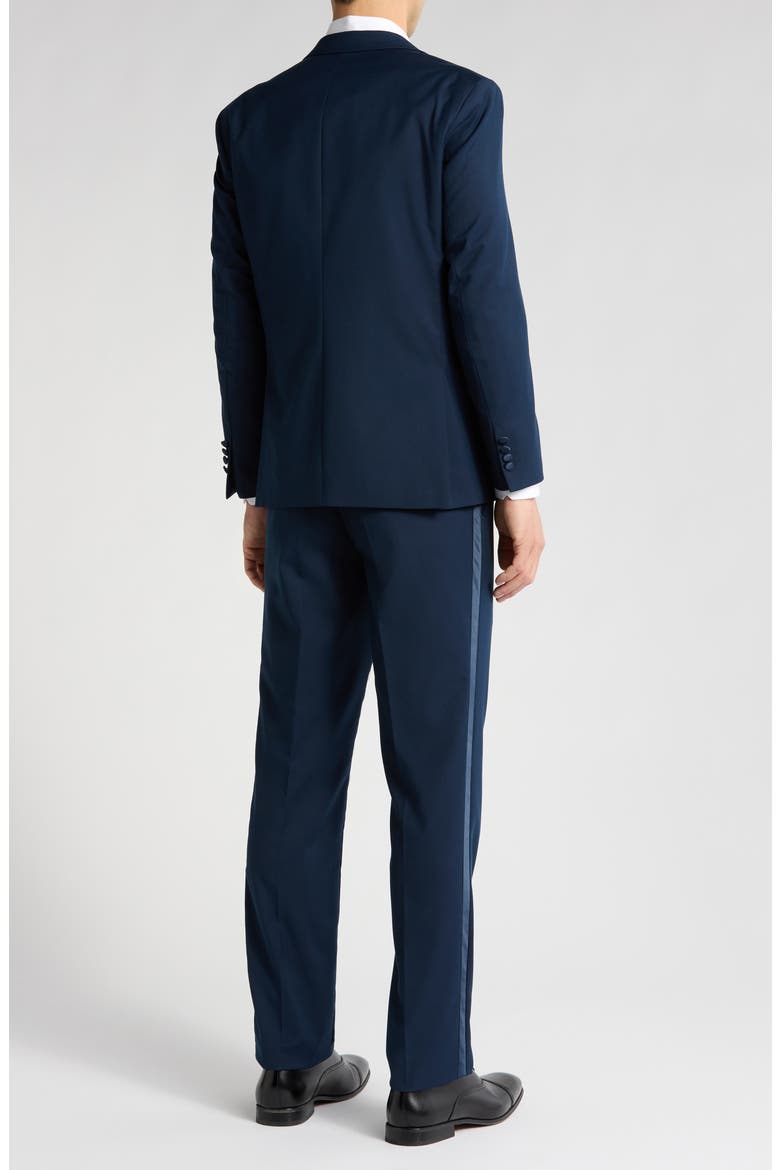 Satin Notch Lapel Stretch Tuxedo Suit, Alternate, color, NAVY
