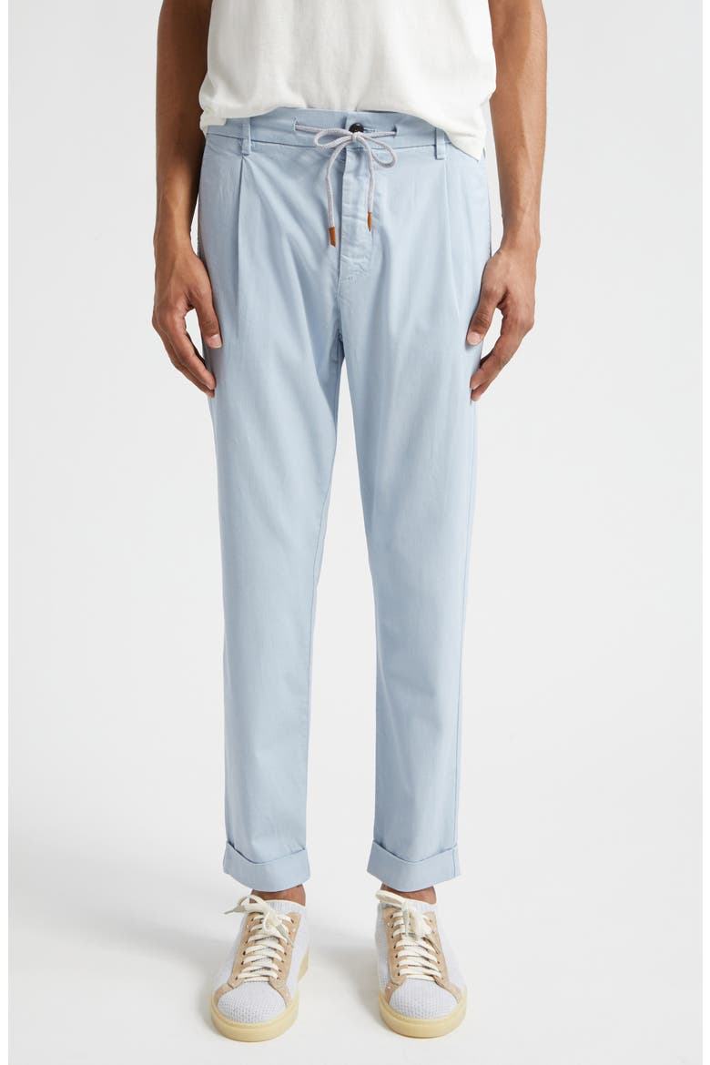 Drawstring Waist Stretch Cotton Pants, Main, color, BABY BLUE