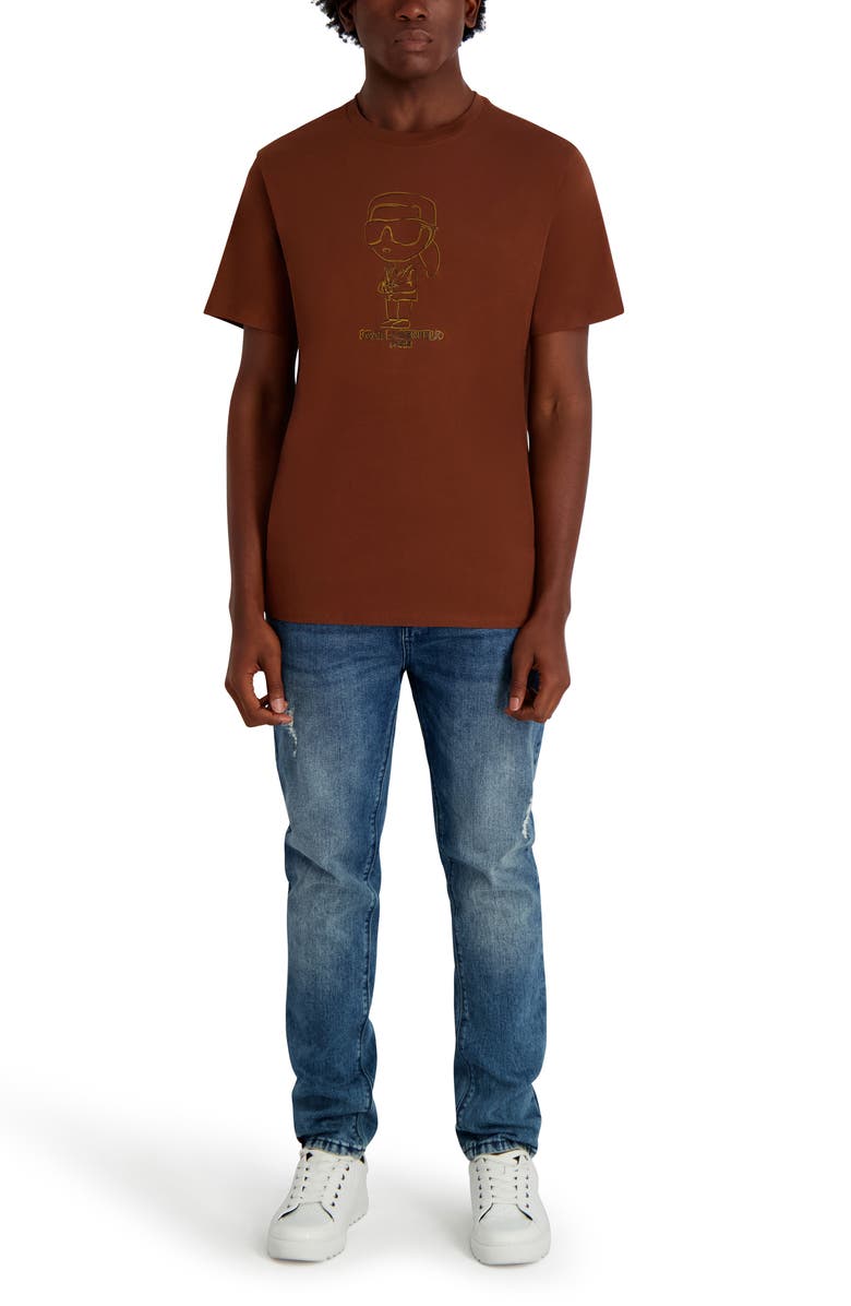 KARL LAGERFELD PARIS Outerline Karl Cotton Graphic T-Shirt, Alternate, color, Cappuccino